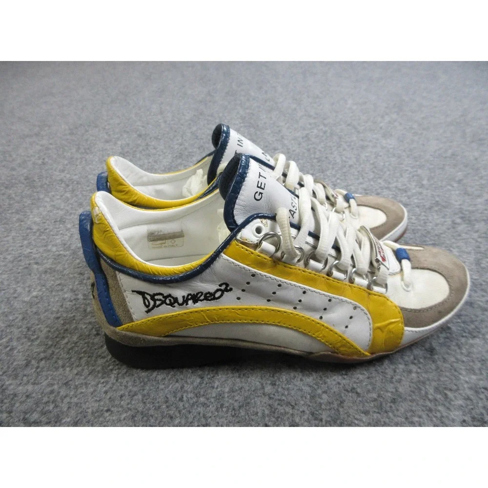 Dsquared2 Shoes Mens Size 39 White Yellow Blue Kick It Made Italy 1964 Sneakers